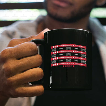 Personalized Dog Gift Idea - Keep America Great Red Lines For Dog Lovers - Black Mug